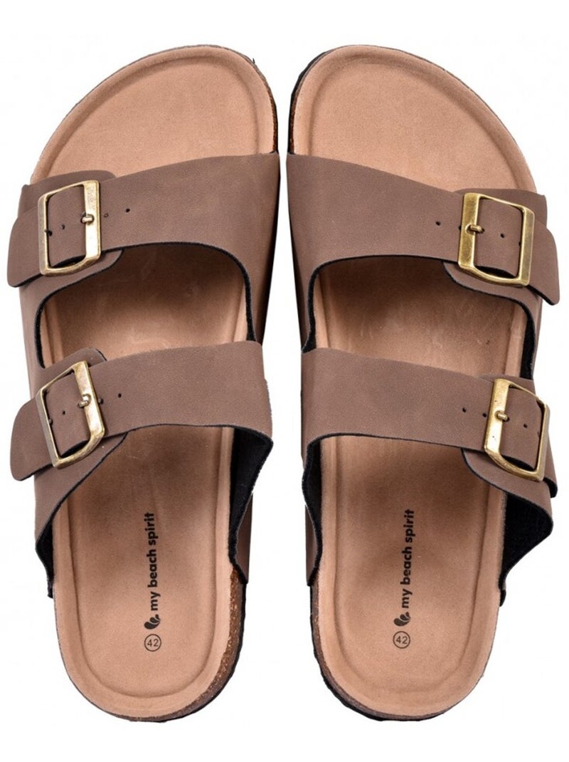 Sandales PREMIUM Boucle Marron - Kiabi
