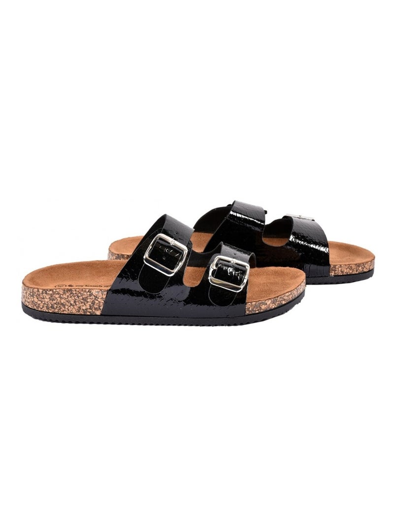 Sandales PREMIUM Boucle Noir - Kiabi