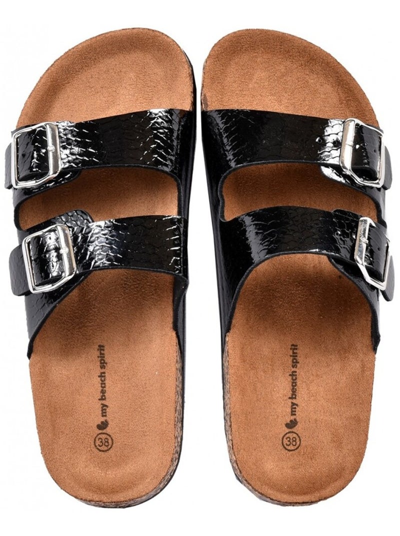 Sandales PREMIUM Boucle Noir - Kiabi