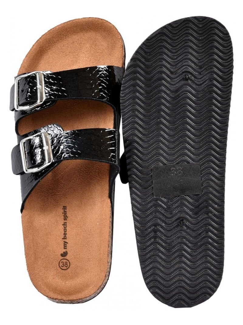 Sandales PREMIUM Boucle Noir - Kiabi