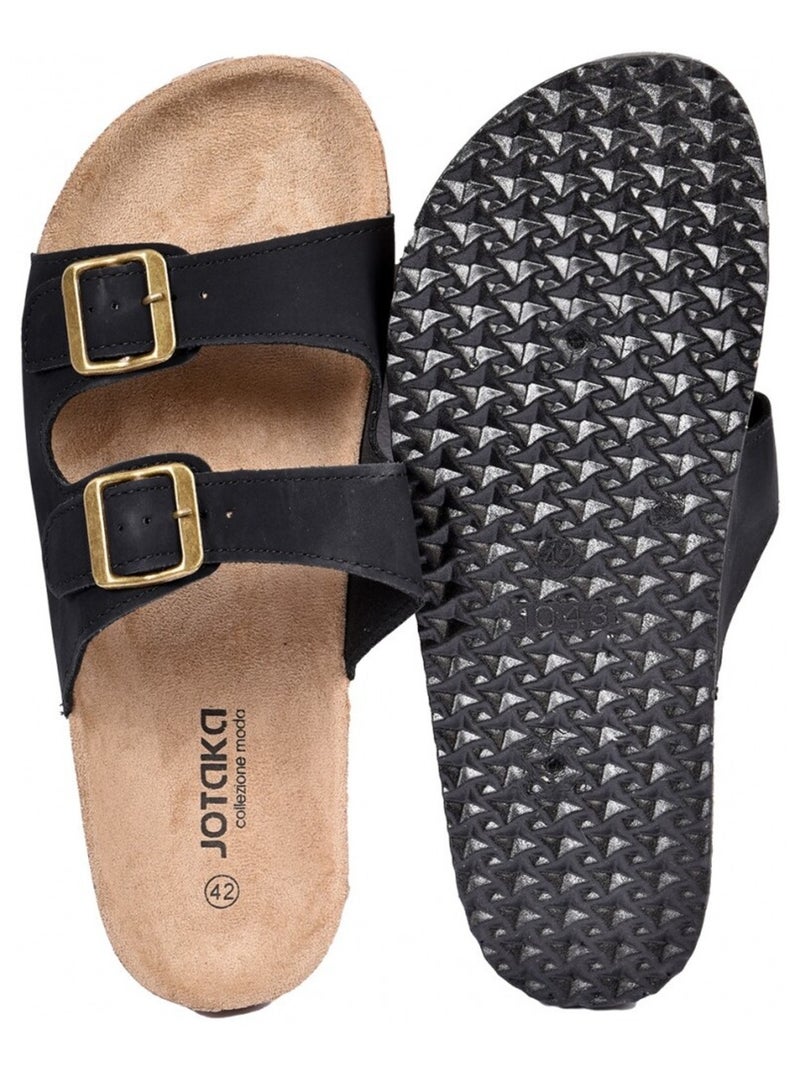 Sandales PREMIUM Boucle Noir - Kiabi