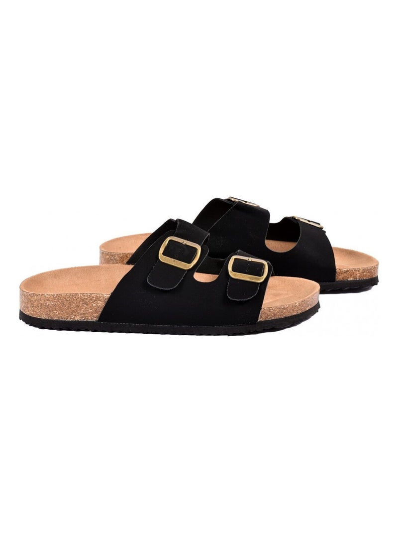 Sandales PREMIUM Boucle Noir - Kiabi
