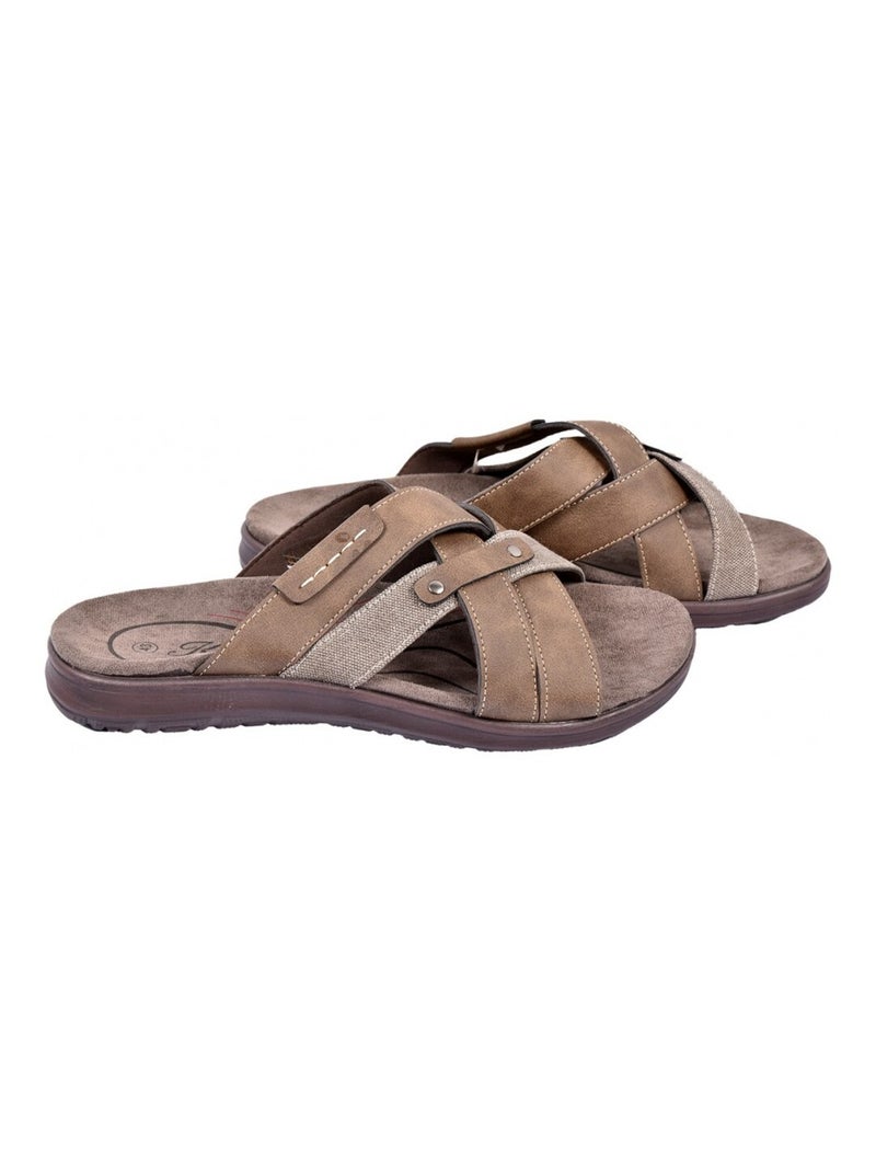 Sandales PREMIUM Claquette Kaki - Kiabi