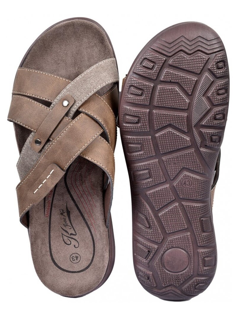Sandales PREMIUM Claquette Kaki - Kiabi