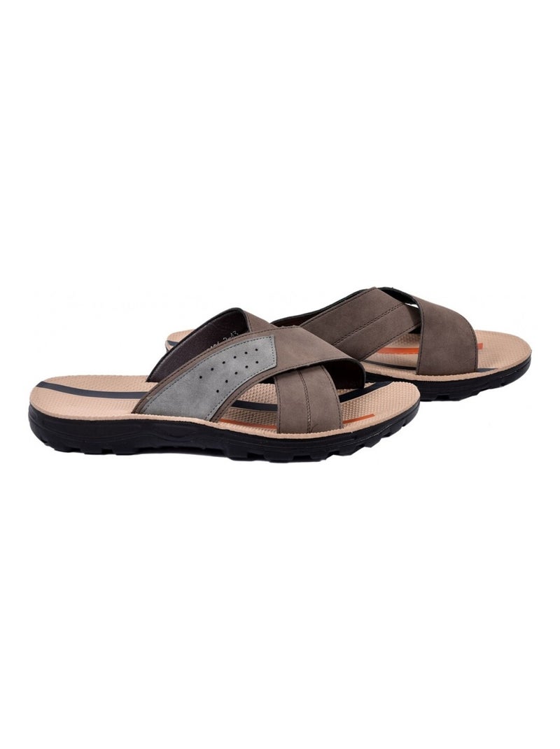 Sandales PREMIUM ouvertes Marron - Kiabi