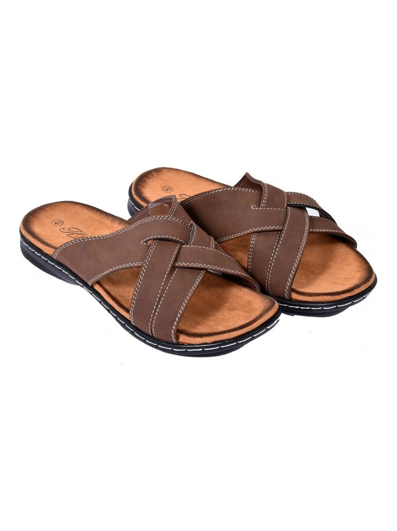 Sandales PREMIUM ouvertes Marron - Kiabi