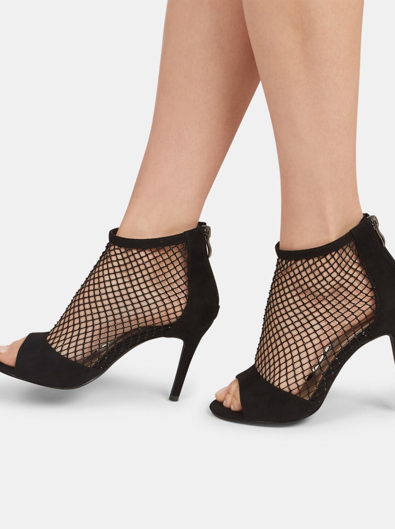 Sandales résille avec talon et strass BATA Noir - Kiabi