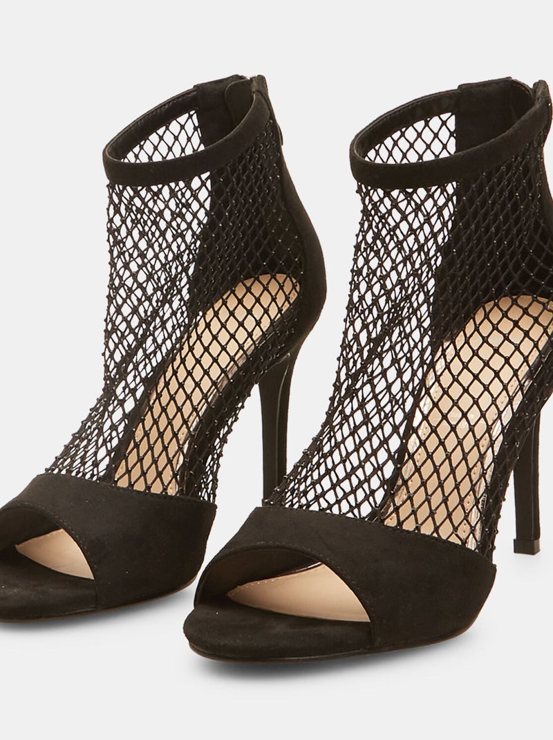 Sandales résille avec talon et strass BATA Noir - Kiabi