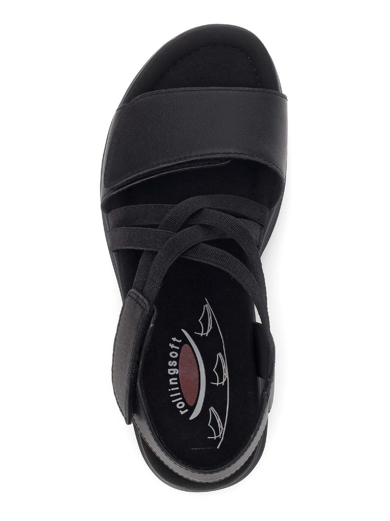 Sandales Rolling Soft  en cuir Noir Noir - Kiabi