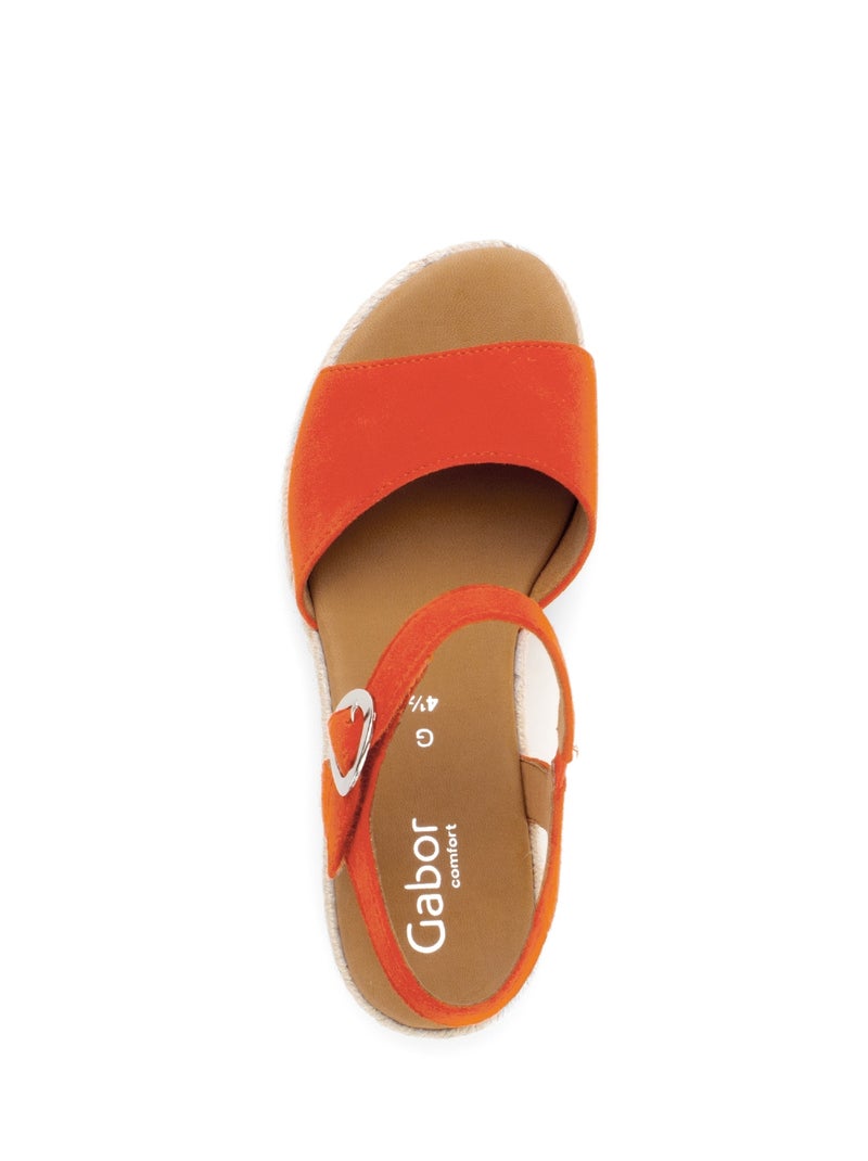 Sandales s en cuir velours Orange - Kiabi