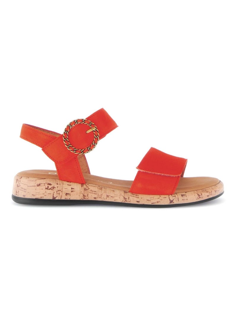 Sandales s en cuir velours Orange - Kiabi