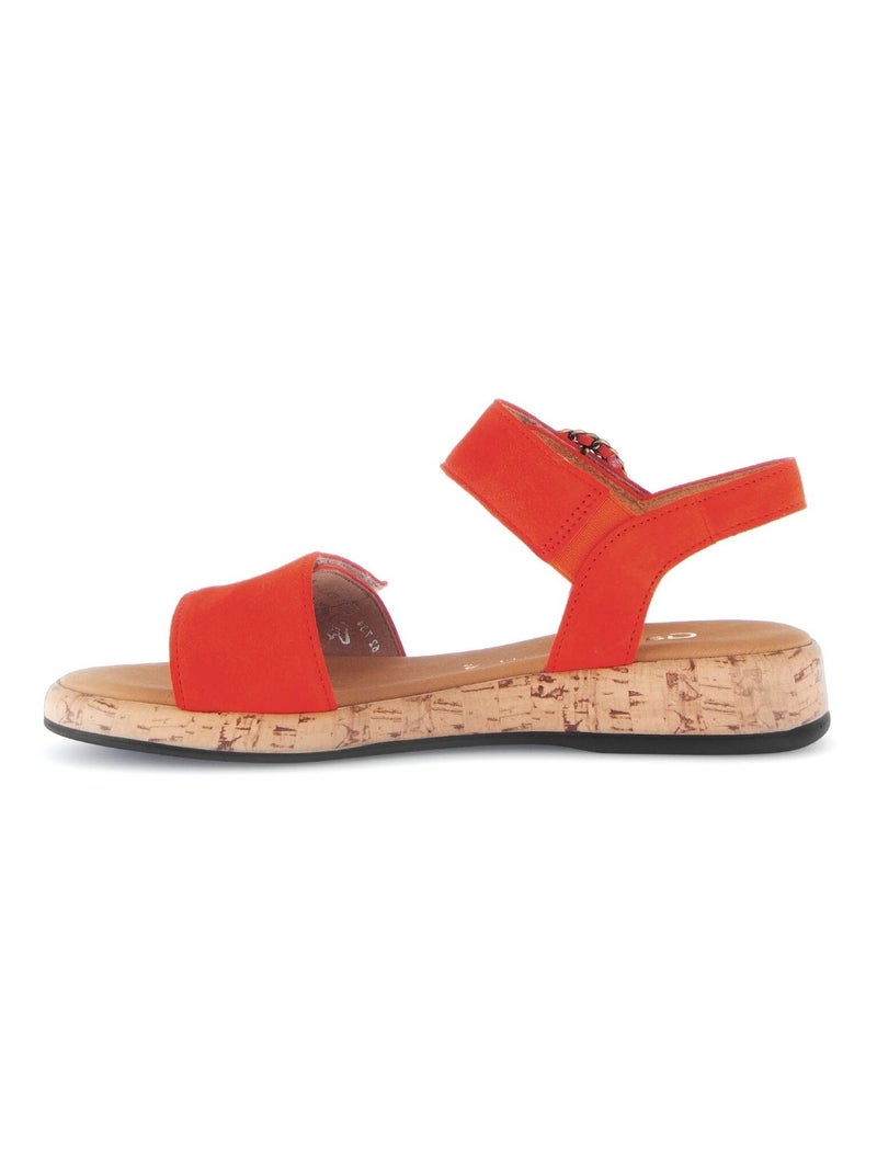 Sandales s en cuir velours Orange - Kiabi