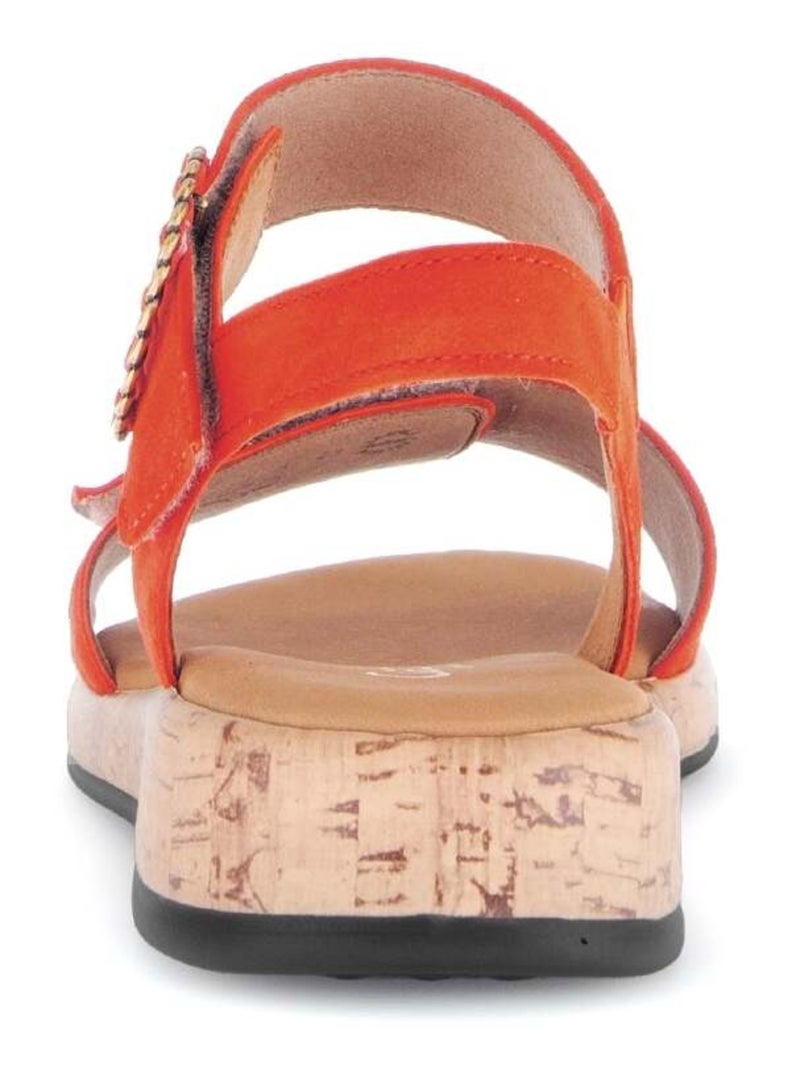Sandales s en cuir velours Orange - Kiabi