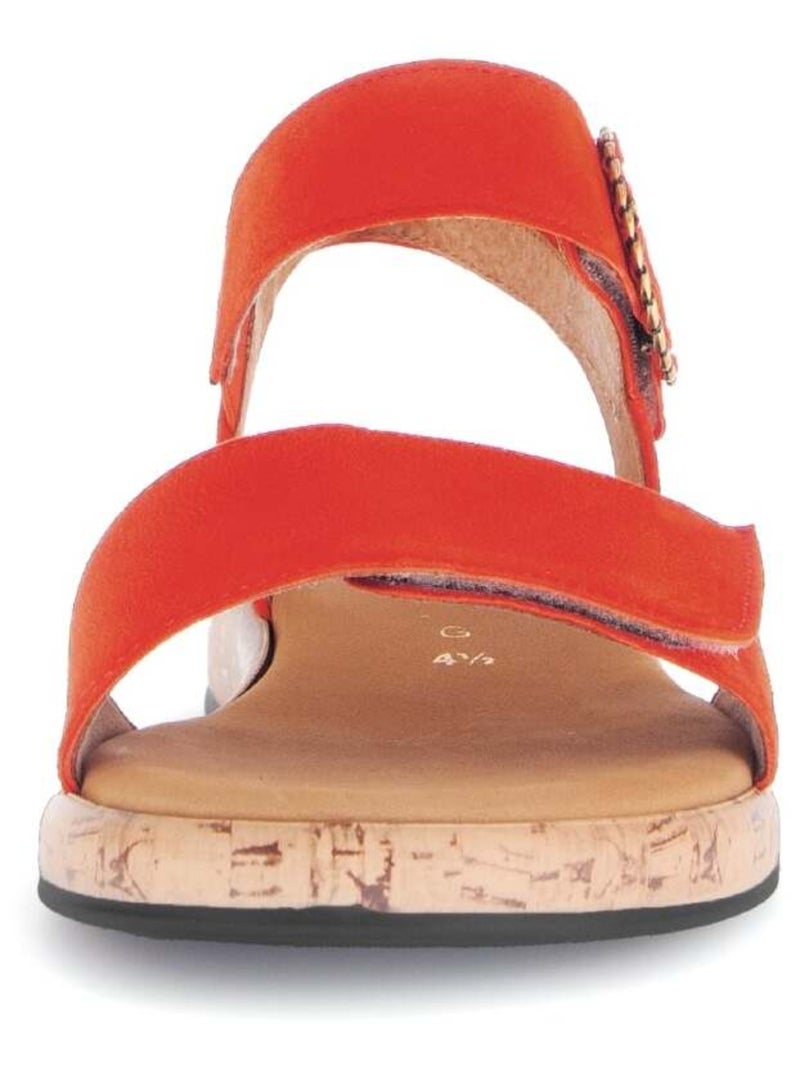 Sandales s en cuir velours Orange - Kiabi