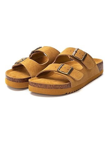 Sandales plates femme en cuir