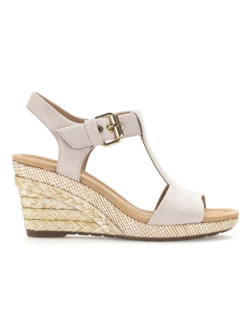 Sandales sables en cuir velours Beige sable - Kiabi