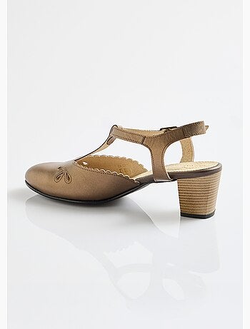 Sandales salomé cuir talon haut largeur confort - Afibel