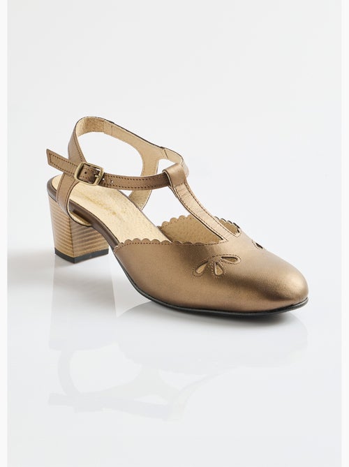 Sandales salomé cuir talon haut largeur confort - Afibel - Kiabi