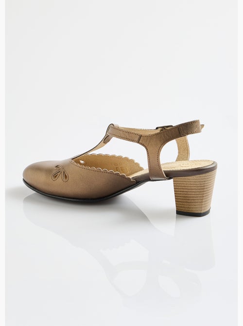 Sandales salomé cuir talon haut largeur confort - Afibel - Kiabi