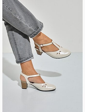 Sandales salomé cuir talon haut largeur confort - Afibel