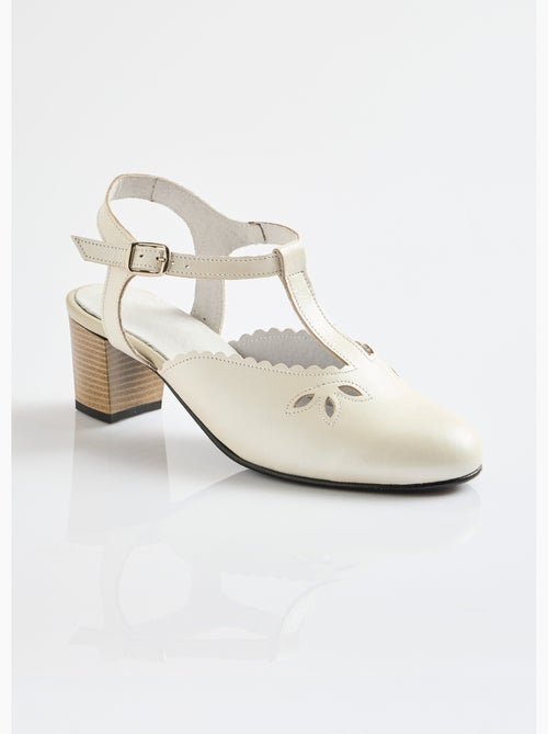 Sandales salomé cuir talon haut largeur confort - Afibel - Kiabi