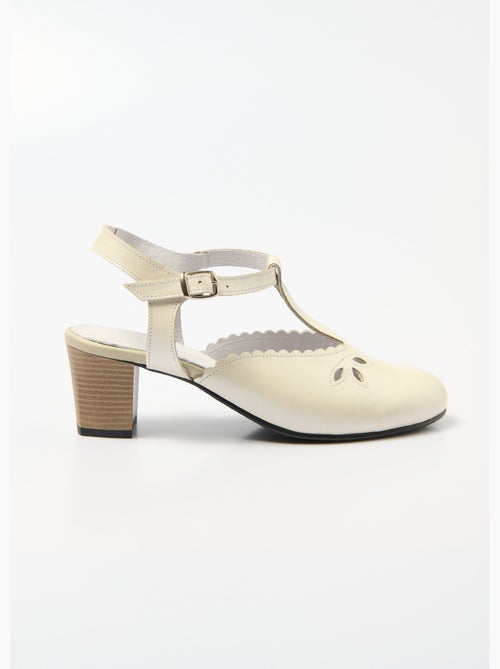 Sandales salomé cuir talon haut largeur confort - Afibel - Kiabi