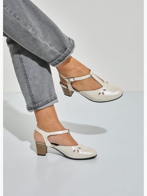 Sandales salomé cuir talon haut largeur confort - Afibel - Kiabi