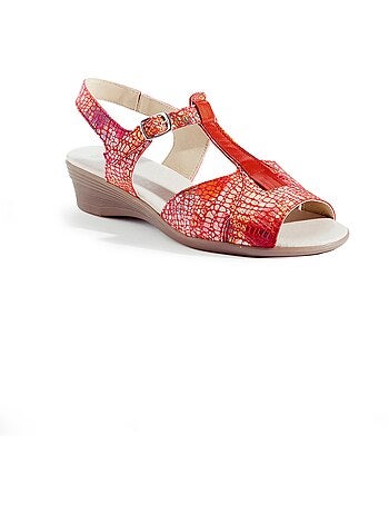 Sandales salomés cuir, largeur confort - Afibel