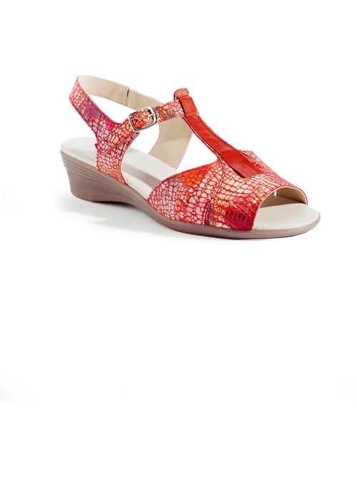Sandales salomés cuir, largeur confort - Afibel - Kiabi