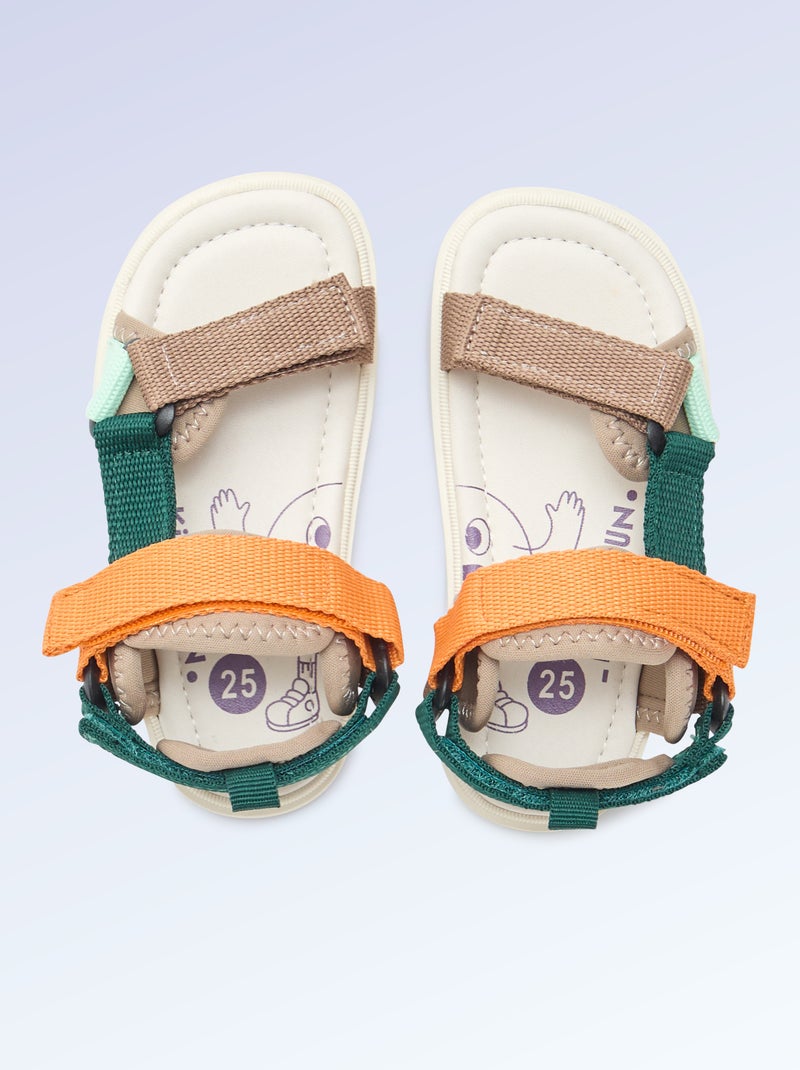Sandales scratchées motricité 4 'marcher' - Kitchoun Bleu - Kiabi