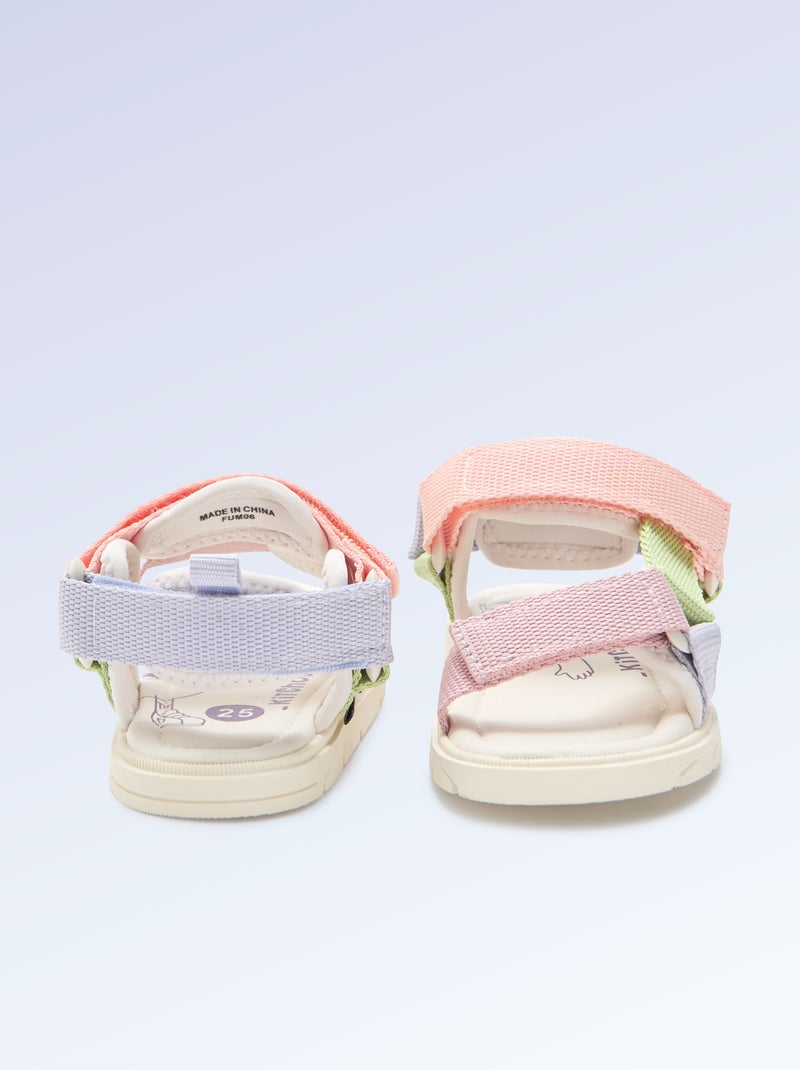 Sandales scratchées motricité 4 'marcher' - Kitchoun Rose - Kiabi