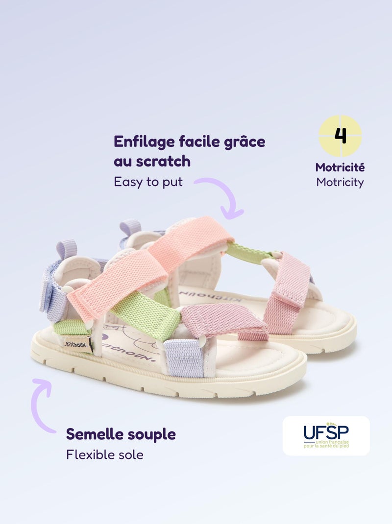Sandales scratchées motricité 4 'marcher' - Kitchoun Rose - Kiabi