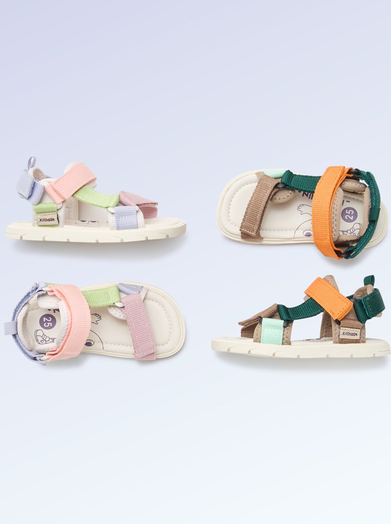 Sandales scratchées motricité 4 'marcher' - Kitchoun Rose - Kiabi