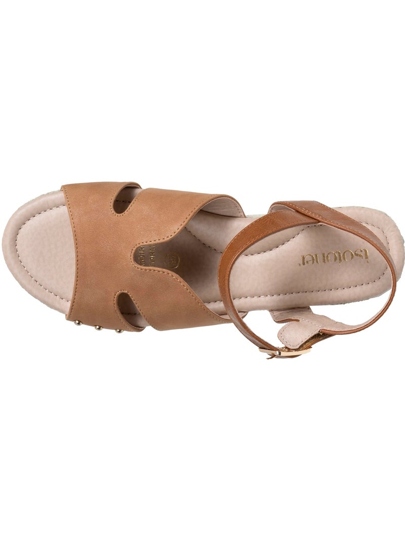 Sandales semelle à mémoire de forme talon 3,5 cm  Isotoner Camel - Kiabi
