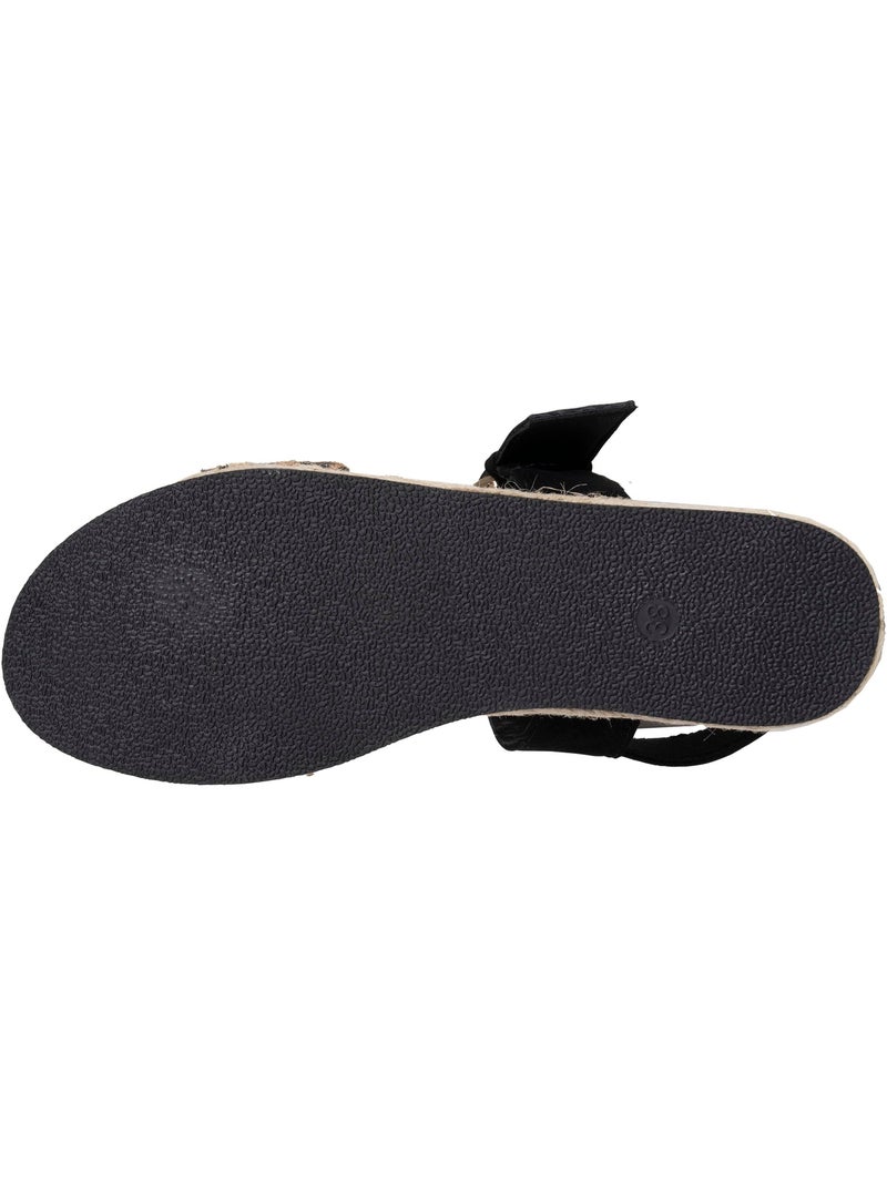 Sandales semelle à mémoire de forme, talon de 3,5cm, design corde et léopard  Isotoner Noir Noir Blanc - Kiabi