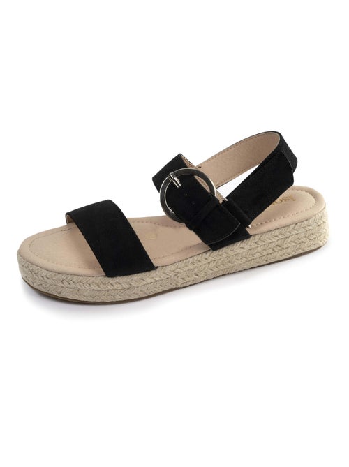 Sandales semelle à mémoire de forme, talon de 3,5cm, design corde  Isotoner - Kiabi