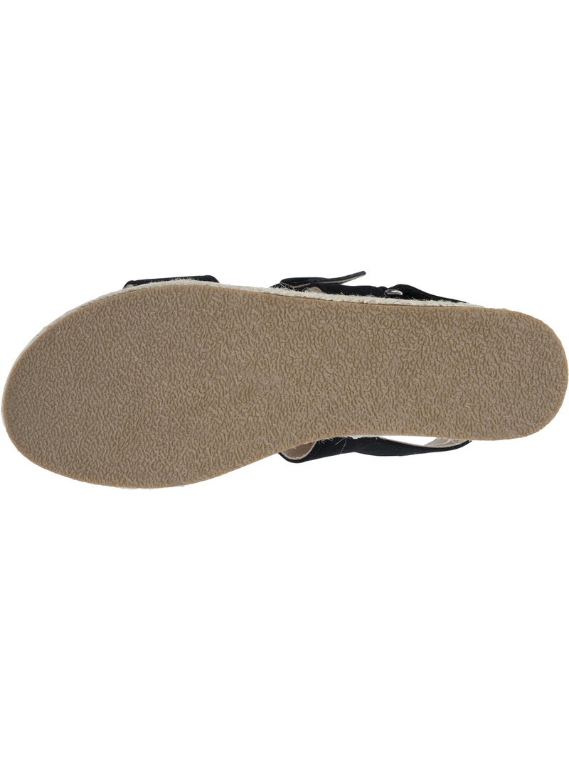 Sandales semelle à mémoire de forme, talon de 3,5cm, design corde  Isotoner Noir - Kiabi