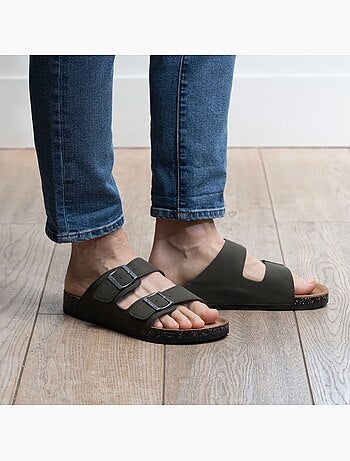 Sandales semelle intérieure cuir, patch talon confort everywear et soutien voute Isotoner