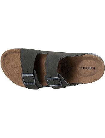 Sandales semelle intérieure cuir, patch talon confort everywear et soutien voute Isotoner