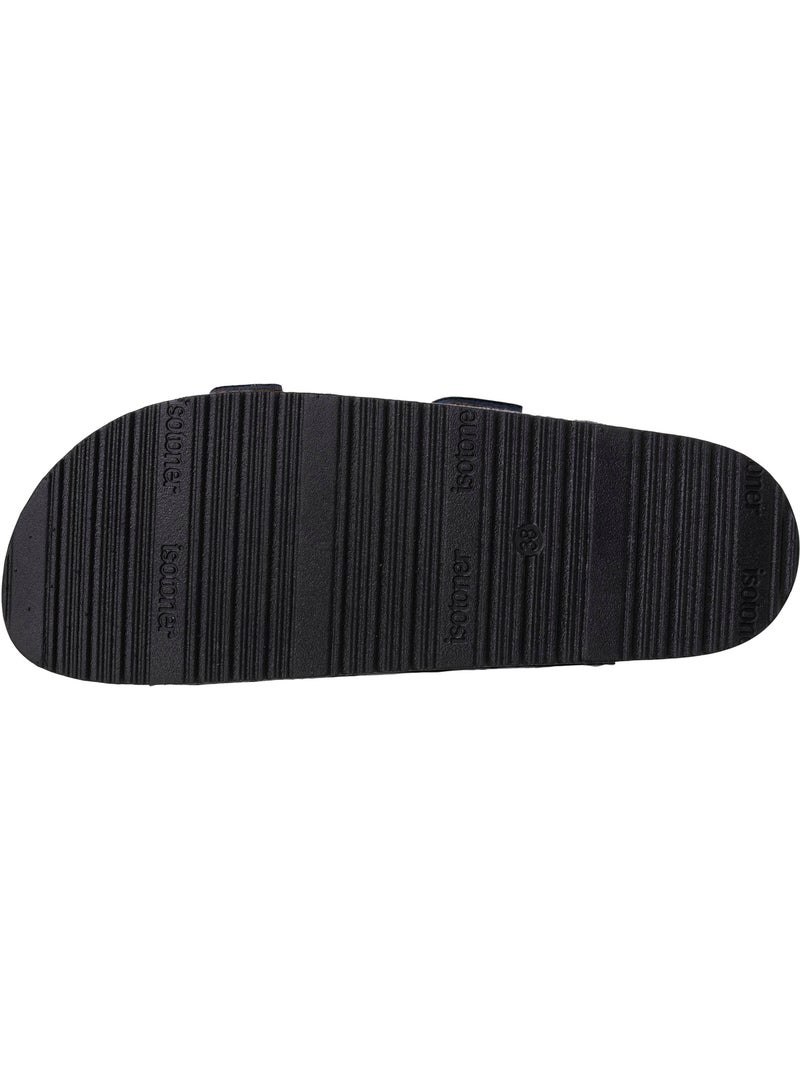 Sandales semelle intérieure cuir patch talon confort everywear  Isotoner Bleu denim - Kiabi