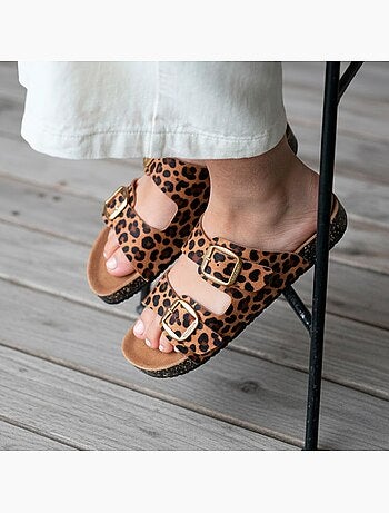 Sandales semelle intérieure cuir patch talon confort everywear Isotoner