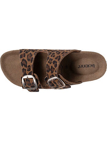 Sandales semelle intérieure cuir patch talon confort everywear Isotoner