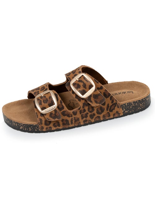 Sandales semelle intérieure cuir patch talon confort everywear  Isotoner - Kiabi