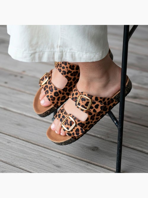 Sandales semelle intérieure cuir patch talon confort everywear  Isotoner - Kiabi