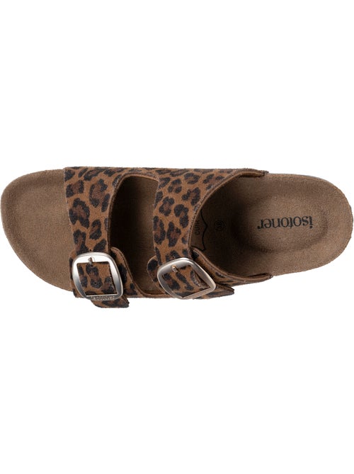 Sandales semelle intérieure cuir patch talon confort everywear  Isotoner - Kiabi