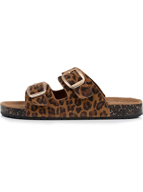 Sandales semelle intérieure cuir patch talon confort everywear  Isotoner - Kiabi