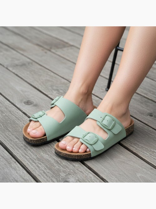 Sandales semelle intérieure cuir patch talon confort everywear  Isotoner - Kiabi