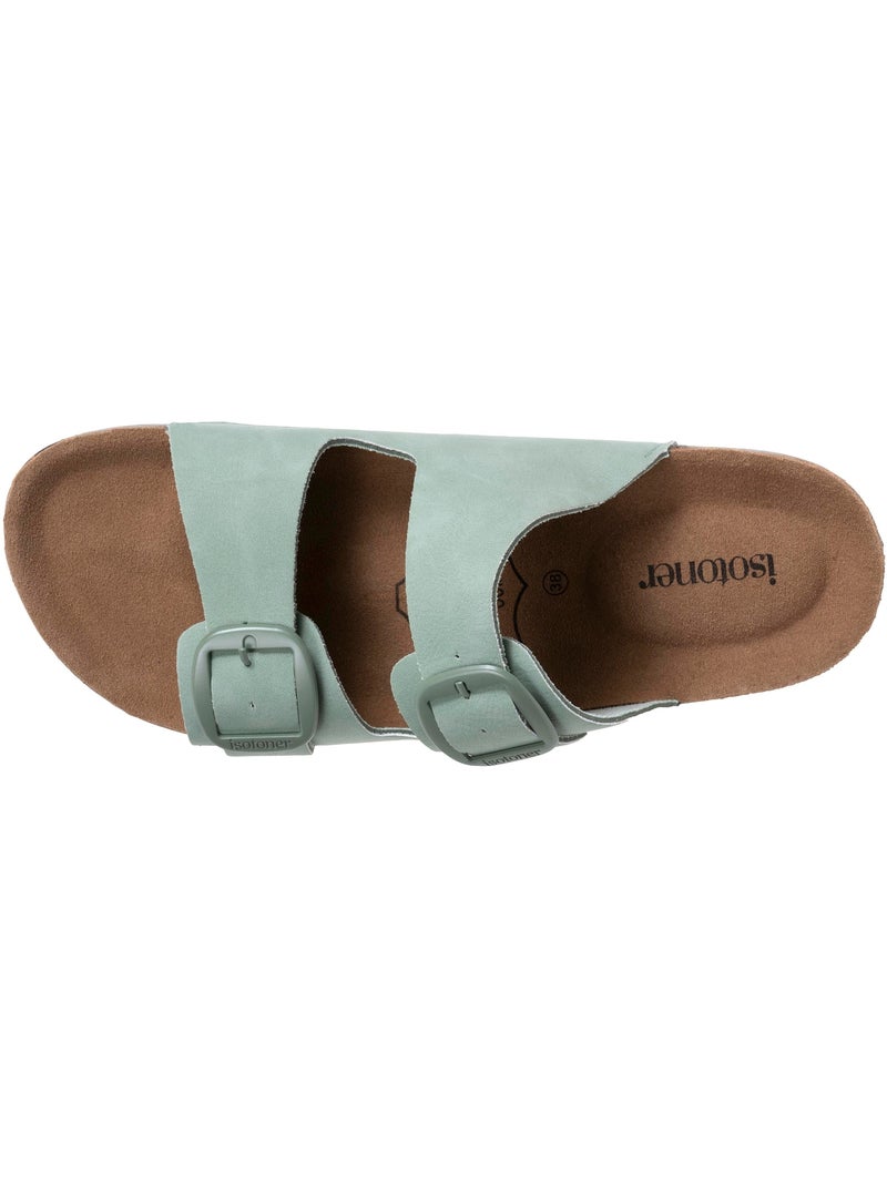 Sandales semelle intérieure cuir patch talon confort everywear  Isotoner Vert clair - Kiabi