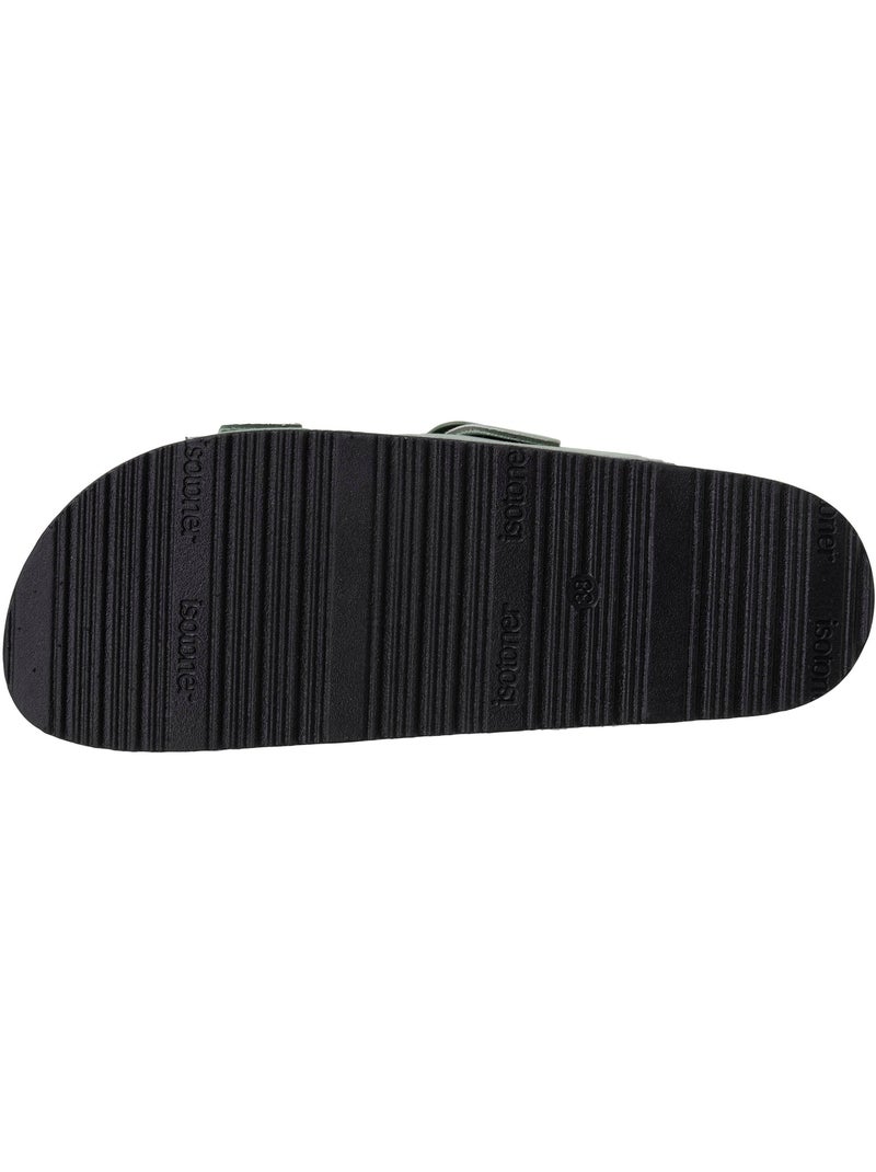 Sandales semelle intérieure cuir patch talon confort everywear  Isotoner Vert clair - Kiabi