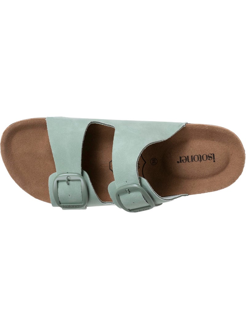 Sandales semelle intérieure cuir patch talon confort everywear Vert clair - Kiabi